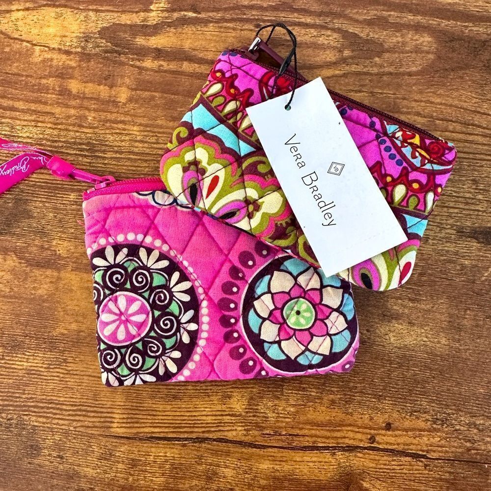 Vera Bradley Lot 2 Zip Coin Case Purse One NWT